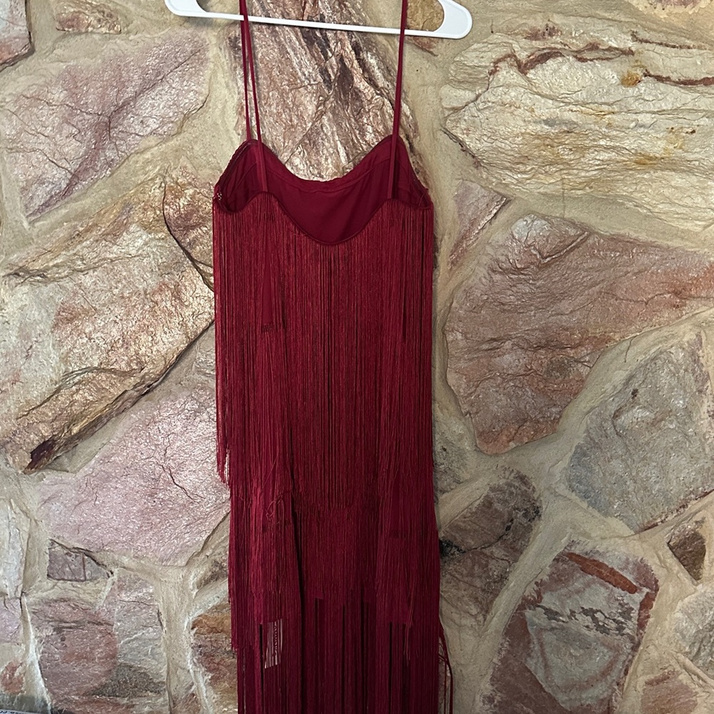 Commense Florence Fringed Open Back Short Dress size medium - Picture 6 of 6